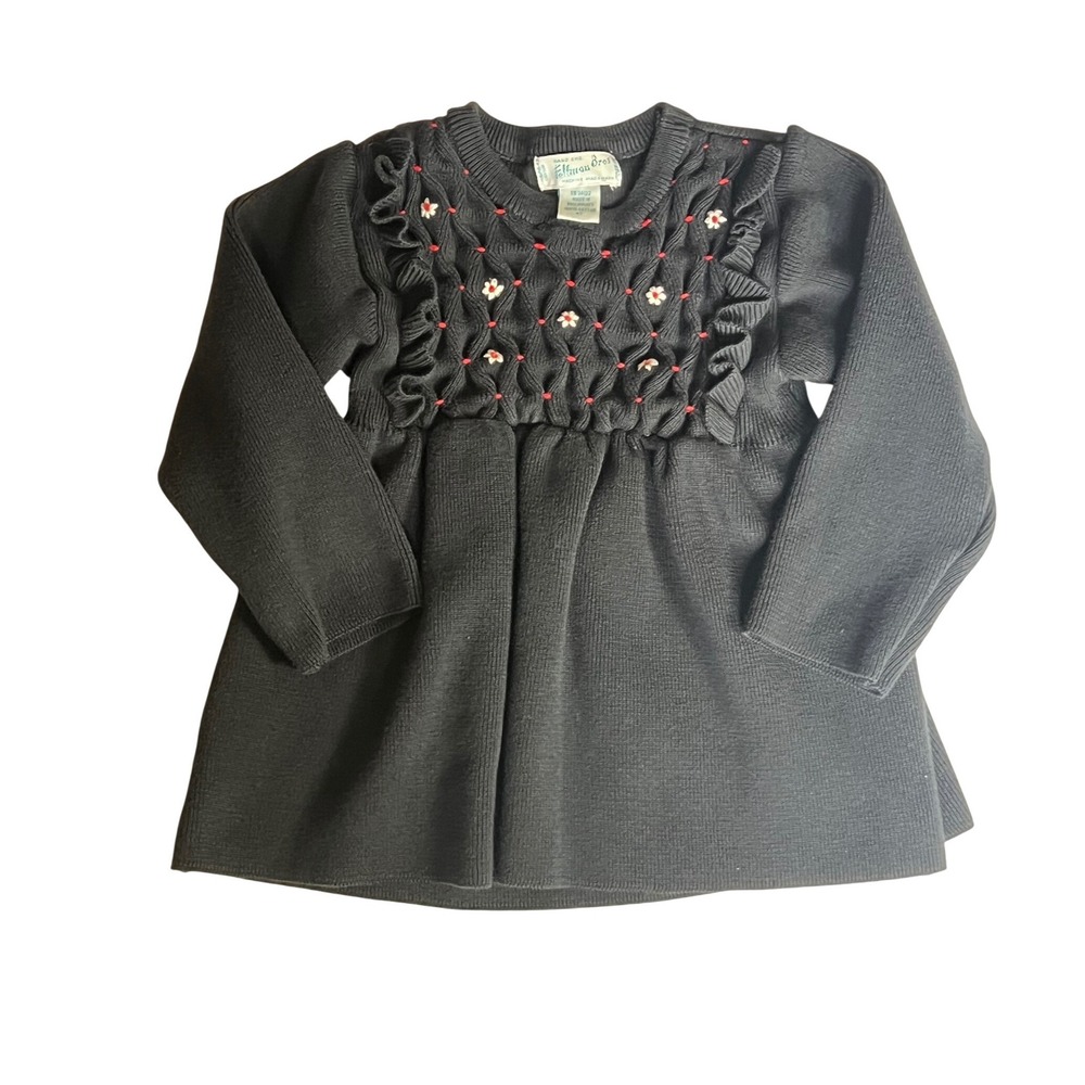 Feltman Brothers Dainty Navy Cotton Smocked Embroidered Romantic Dress 4T‎